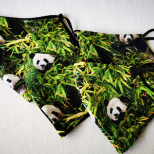 Gesichts-, Alltags-, Behelfs- Maske, Motiv Pandas und Bambus
